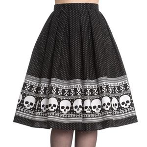 Hell Bunny Clara Christmas XMAS Skull Skirt 5398
